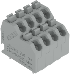 PCB terminal, 8 pole, pitch 5 mm, AWG 20-14, 10 A, push-in cage clamp, gray, 250-704