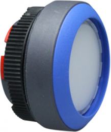 Pushbutton switch, illuminable, latching, waistband round, white, front ring blue, mounting Ø 22.3 mm, 1.30.270.911/2206