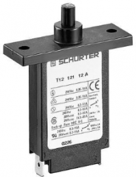 Circuit breaker, 1 pole, T characteristic, 2 A, 28 V (DC), 240 V (AC), faston plug 6.3 x 0.8 mm, mounting flange, IP40