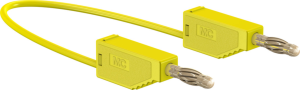 Measuring lead with (4 mm plug, spring-loaded, straight) to (4 mm plug, spring-loaded, straight), 1 m, yellow, PVC, 1.0 mm², CAT O