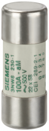 Microfuses 22 x 58 mm, 20 A, aM, 250 V (DC), 690 V (AC), 3NW8207-1