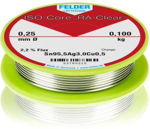 Solder wire, lead-free, SAC (Sn96.5Ag3.0Cu0.5), Ø 0.25 mm, 0.1 kg