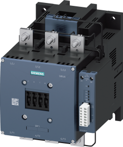 Power contactor, 3 pole, 500 A, 1 Form A (N/O) + 1 Form B (N/C), coil 96-127 V AC/DC, screw connection, 3RT1076-6PF35