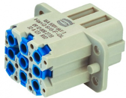 Socket contact insert, Compact, 8 pole, equipped, spring connection, with PE contact, 09120082733