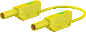 Measuring lead with (4 mm plug, spring-loaded, straight) to (4 mm plug, spring-loaded, straight), 2 m, green/yellow, PVC, 0.75 mm², CAT III