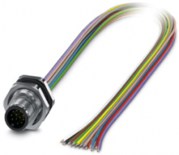 Sensor actuator cable, M12-flange plug, straight to open end, 12 pole, 0.5 m, 1.5 A, 1411596