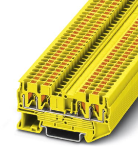 Through terminal block, push-in connection, 0.14-4.0 mm², 4 pole, 24 A, 8 kV, yellow, 3209583