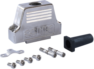 D-Sub connector housing, size: 3 (DB), straight 180°, cable Ø 7 mm, zinc die casting, silver, 165X17479X