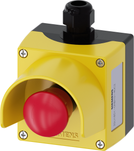 AS-Interface enclosure, 1 emergency stop pushbutton, protective collar, 1 Form B (N/C), 3SU1851-0NB10-4GC2