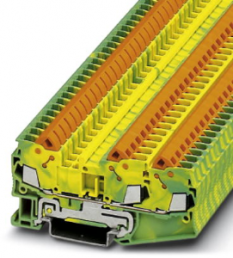Protective conductor terminal, quick connection, 0.5-2.5 mm², 3 pole, 8 kV, yellow/green, 3206474