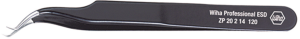 ESD precision tweezers, uninsulated, antimagnetic, Chrome-nickel-stainless steel, 120 mm, ZP20214120