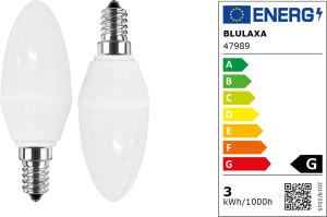 LED lamp, E14, 3 W, 250 lm, 240 V (AC), 2700 K, 230 °, dull, warm white, G