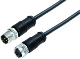 Sensor actuator cable, M12-cable plug, straight to M12-cable socket, straight, 4 pole, 5 m, PUR, black, 8 A, 77 0606 0605 50704-0500