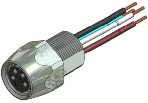 Sensor actuator cable, M8-flange socket, straight to open end, 4 pole, 0.2 m, PVC, gray, 3 A, 42-01001