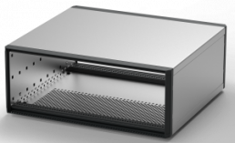 19 inch desktop enclosure, 3 U, 63 HP, (W x H x D) 342.4 x 132.6 x 255.5 mm, aluminum, gray, 24571-026