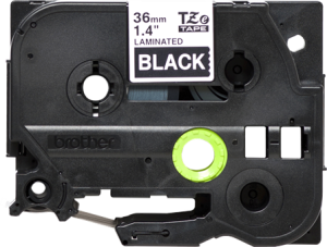 Labelling tape cartridge, 36 mm, tape black, font white, 8 m, TZE-365