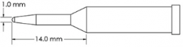 Soldering tip, conical, Ø 1 mm, (L) 14 mm, GT4-CN0010A