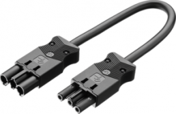 Device connection line, plug, 3 pole, straight on plug, 3 pole, straight, H05VV-F3G1.5mm², black, 2 m