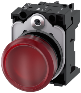 Indicator light, 22 mm, round, plastic, red, lens,smooth, 110 V AC