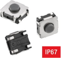 Short-stroke pushbutton, Form A (N/O), 50 mA/12 VDC, unlit , actuator (gray), 250 g, J-hook