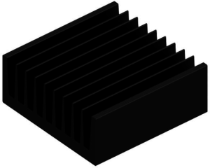 Extruded heatsink, 100 x 100 x 40 mm, 2.15 to 1.2 K/W, black anodized