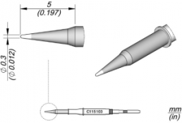 Soldering tip, conical, Ø 0.3 mm, C115103