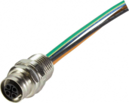 Sensor actuator cable, M12-flange socket, straight to open end, 4 pole, 0.3 m, 12 A, 21033992401