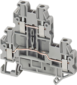 Terminal block, 4 pole, 0.2-2.5 mm², clamping points: 2, gray, screw connection, 24 A