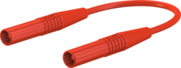 Measuring lead with (4 mm plug, spring-loaded, straight) to (4 mm plug, spring-loaded, straight), 2 m, red, PVC, 1.0 mm², CAT II
