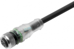 Sensor actuator cable, M12-cable socket, straight to open end, 4 pole, 10 m, PUR, black, 4 A, 1094191000