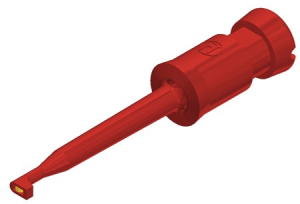 Miniature clamp test probe, red, max. 2 mm, L 57.5 mm, CAT O, solder connection, KLEPS 2 RT