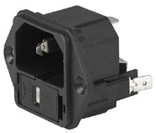 Combination element C14, 3 pole, screw mounting, plug-in connection, black, 4301.2041