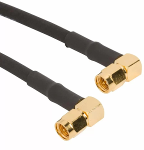 Coaxial Cable, SMA plug (angled) to SMA plug (angled), 50 Ω, RG-58, grommet black, 305 mm, 135104-04-12.00
