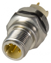 Panel plug, M12, 4 pole, solder connection, screw lock/push-pull, straight, 21033811431