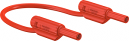 Measuring lead with (2 mm plug, spring-loaded, straight) to (2 mm plug, spring-loaded, straight), 300 mm, red, PVC, 0.5 mm², CAT II