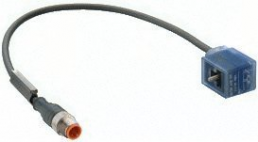 Sensor actuator cable, M12-cable plug, straight to valve connector DIN shape B, 3 pole, 0.6 m, PUR, black, 4 A, 11990