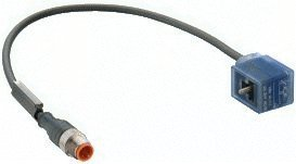 Sensor actuator cable, M12-cable plug, straight to valve connector DIN shape B, 3 pole, 1.5 m, PUR, black, 4 A, 11992
