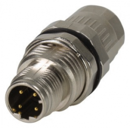 Plug, M12, 4 pole, crimp connection, screw lock/push-pull, straight, 21038811426