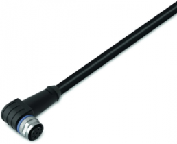 Sensor actuator cable, M12-cable socket, angled to open end, 3 pole, 5 m, PUR, black, 4 A, 756-5302/030-050