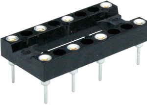 IC socket partially assembled, 16 pole, pitch 2.54 mm (7.62 mm), brass/copper beryllium for DIL-IC