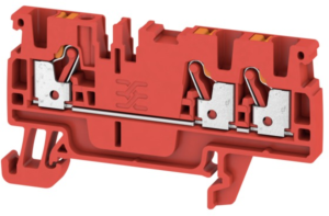 Through terminal block, push-in connection, 0.5-2.5 mm², 3 pole, 24 A, 8 kV, red, 1521800000