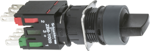 Selector switch, unlit, latching, waistband square, black, front ring black, 3 x 60°, mounting Ø 16 mm, XB6AD235B