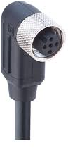 Sensor actuator cable, M12-cable socket, angled to open end, 5 pole, 10 m, PUR, black, 4 A, 6660