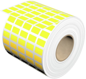 Cotton fabric Label, (L x W) 15 x 9 mm, yellow, Roll with 10000 pcs