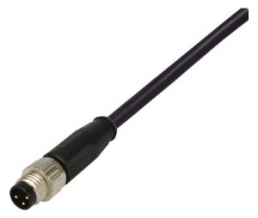 Sensor actuator cable, M12-cable plug, straight to open end, 3 pole, 10 m, PUR, black, 21348400390100