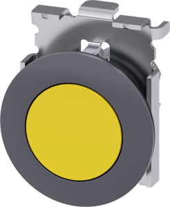 Pushbutton, unlit, waistband round, yellow, mounting Ø 30.5 mm, 3SU1060-0JB30-0AA0