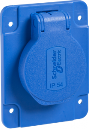 Surface-mounted german schuko-style socket outlet, blue, 16 A/250 V, Germany, IP54, PKN61B
