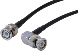 Coaxial Cable, BNC plug (straight) to BNC plug (angled), 50 Ω, RG-58C/U, grommet black, 0.5 m, C-00796-01-3