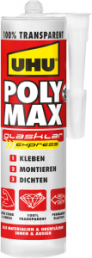Mounting adhesive and sealant, UHU POLY MAX EXPRESS, crystal-clear, 47855, 300 g cartridge