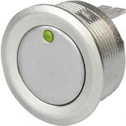 Pushbutton, 1 pole, silver, illuminated  (red/green), 0.125 A/48 V, mounting Ø 19 mm, IP67, 1241.2833